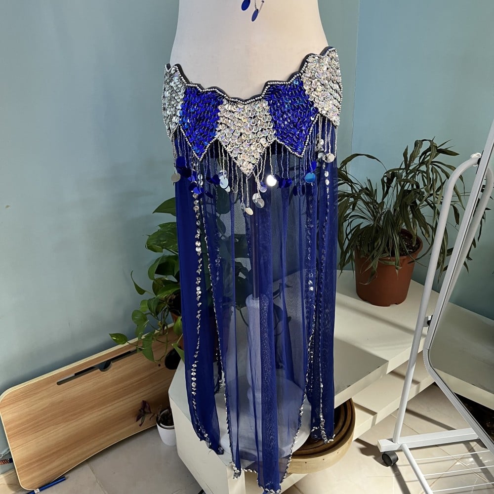 بدلة رقص مصري تاليا بلون ازرق وفضي belly dance 